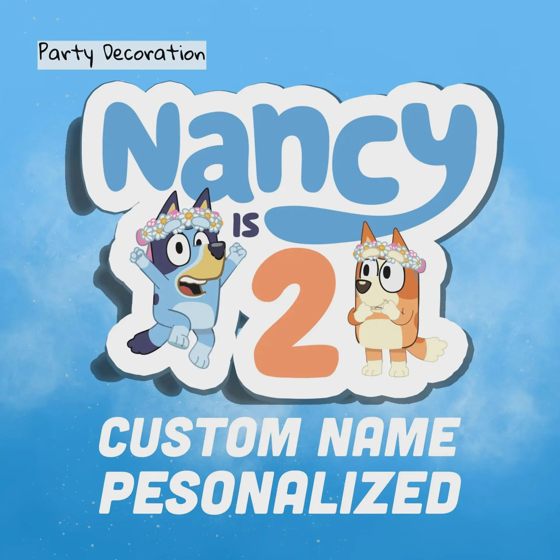 Personalized Bluey Cake Topper